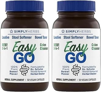 Simply Herbs Easy Go Bowel Mover - Adult Cleansing Supplement for Colon Health Support - Bowel Movement Aid - Stool Softener - Daily-Use Laxative - Plant-Based Ingredients - Vegan - 100 Count (2 Pack)