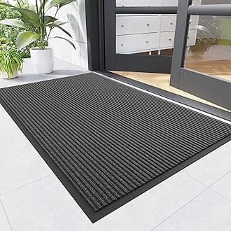 Front Door Mat, 4' x 6' Heavy Duty Indoor Outdoor Door Mat for Entryway, Commercial Door Mats Entrance, Low Profile Welcome Mats Non-Slip, Durable Rubber Backing Entry Mat for Patio, Home