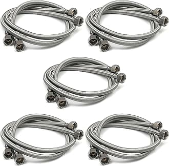 5 Pairs of 1/2" x 1/2" (Female to Female) BSP (900mm) Kitchen Basin Monobloc Mixer Tap Connector Flexible Hose Pipes Tail