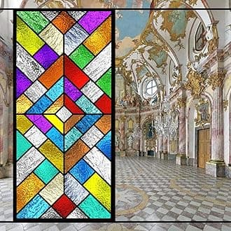 Stained Glass-Church Style Decorative Privacy Window Film Glue Free Static Cling Decals Heat Control Glass Sticker for Home Office W23.6 x H47.2(60x120cm)