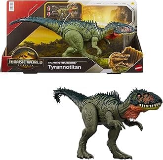 Mattel Jurassic World Rebirth Gigantic Thrashers Tyrannotitian Dinosaur Figure Toy, 2 Tail Activated Rampage Attacks, Digital Play​, JCL75