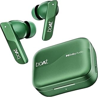 - Airdopes 800, Dolby Audio, Adaptive EQ by Mimi, 4Mics AI ENx, App Support, Fast Charge, Low Latency, IPX5, v5.3 Bluetooth TWS in Ear Earbuds Wireless Earphones with mic (Interstellar Green)