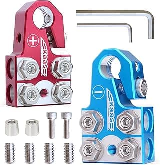 8-Way Lead Acid Battery Terminal Connector, Positive and Negative Set, Battery Post Adapter for SAE/DIN/EN Tapered Top Post, Compatible with 8AWG to 4/0 AWG, Includes OEM Top Post Adapter