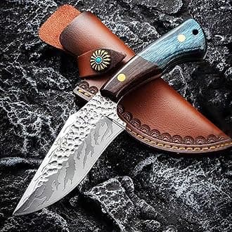 8.27-inch Hunting Knife Stainless Steel Fixed Blade Survival Tactical Knife with Sheath and Non-Slip Ergonomic Handle for Outdoor Camping