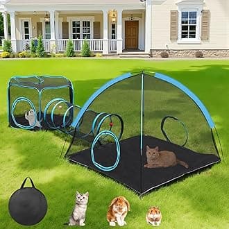 Outdoor Cat Enclosure, 3-in-1 Catio Outdoor Cat Enclosure with Tunnel for Outside and Indoor, Cat Tent Portable Catio Pet Playpen with Storage Bag for Kitty and Small Animals