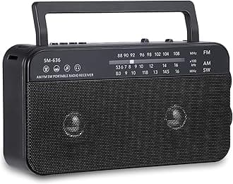 SEMIER Portable AM FM Shortwave Radio with Bluetooth Speaker Plug in Wall, 3X D Cell Batteries Or AC Power Transistor Radio with 2 Tone Mode, Double Loud Speakers, Support AUX/USB/TF Card Play
