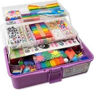 Olly Kids Arts and Crafts Supplies Set- 1000+ Pieces Giftable Craft Box for Kids: DIY Craft Supplies for Toddlers, School Project, and Homeschool