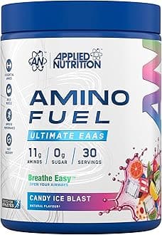 Amino Fuel - Amino Acids Supplement, EAA Essential Amino Acids Powder, Muscle Fuel & Recovery (390g - 30 Servings) (Candy Ice Blast) (New)