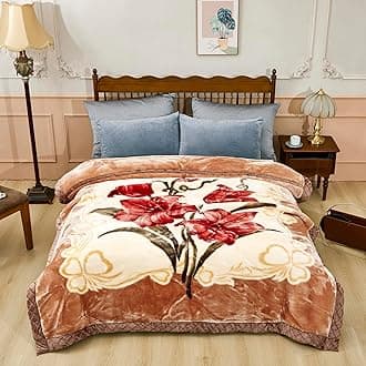 Heavy Korean Mink Blanket Korean Style Full Size 71" x 87", 6.6 Lb - 2 Ply Reversible Soft Warm Plush Raschel Blanket.