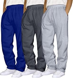 Mens 3 Pack Sweatpants Baggy Running Sports Pants Loose Casual Trousers Elastic Waist Drawstring Jogger Sweatpants