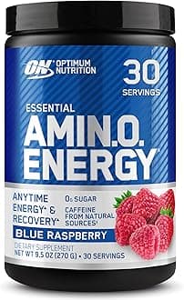 Optimum Nutrition (ON) Amino Energy - Pre Workout With Green Tea, Bcaa, Amino Acids, Keto Friendly, Green Coffee Extract, 0 Grams of Sugar, Anytime Energy Powder - Blue Raspberry, 270 G , 30 Servings