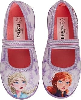 Disney Girls Frozen 2 Slippers Elsa Anna Ballet Pumps Kids Slipper Slip On House Shoes Lilac