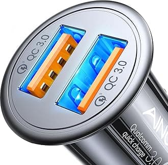 AINOPE USB Car Charger Port Fast Car Charger Fast Charge Cigarette Lighter USB Charger 36W All Metal Mini Quick Charge Compatible with iPhone 14/13/12/11 pro/11/ x/8, Note 9/20 Galaxy S23/S10/S9