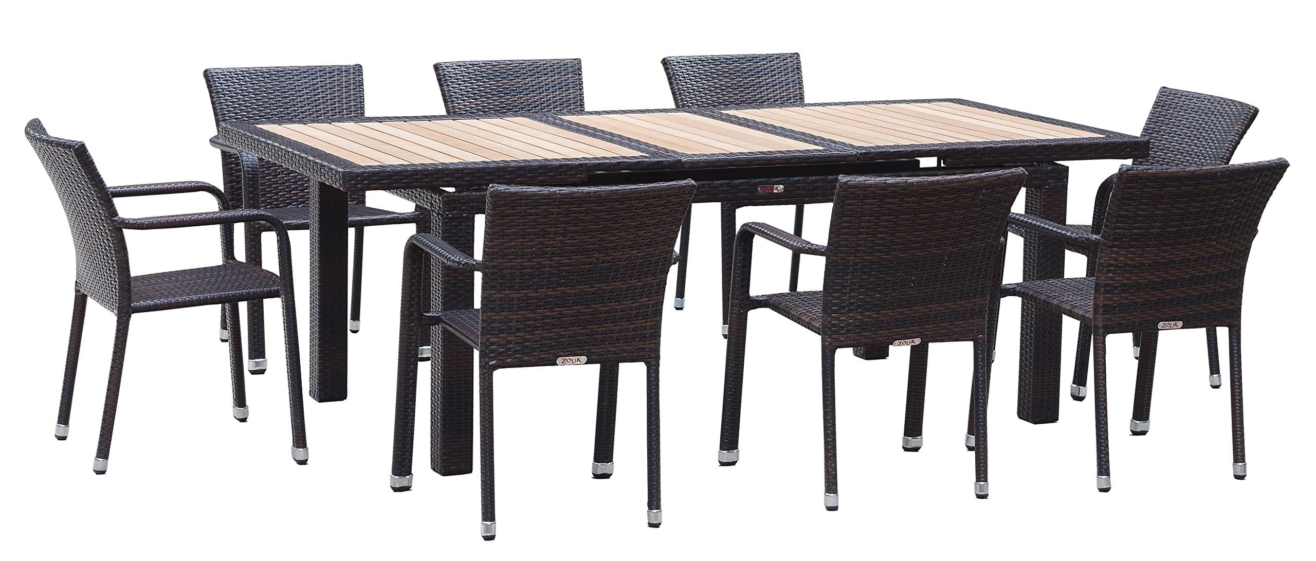 Roche 9-Piece Wicker Outdoor Extendable Dining Set