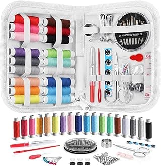 Coquimbo Sewing Kit Gifts for Adults Teen Grils Women Mom Grandma, Portable Sewing Supplies Contains Tape Measure, Scissors, Thimble, Thread, Sewing Needles (White, M)
