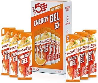 HIGH5 Energy Gels - Fast Energy Supply with Sports Gel for Peak Performance - With Natural Fruit Juice, Caffeine-Free - Energy Gel for Running, Marathon, Cycling, Endurance (Orange, 6 x 40 g)