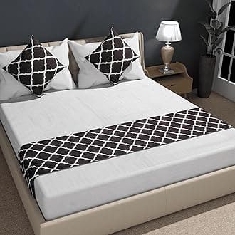 Shri Anand Creations Digital Print Super Soft Fabric Bed Runner Scarf with Matching Cushion Covers/Slipcover Mattress Protector/Bed Linen Scarf/Decorative Set for Bedrooms/Hotel Rooms (Design-8)