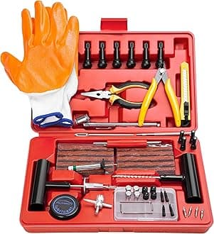 AUTOWN Flat Tire Repair Kits, 74 Pcs Universal Tire Plug Kit Heavy Duty Flat Tire Puncture Repair Kit for Cars, Trucks, Motorcycles, ATV，RV, Jeep, Tractor, Trailer