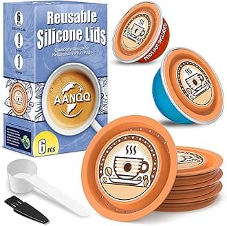 AANQQ Reusable Lids for Nespresso Pods Vertuo, 6pcs Food Grade Silicone Caps for Any Sizes of Reusable Nespresso Vertuo Pod Refillable Vertuo Capsule (6PCS Silicone Vertuo Lids)
