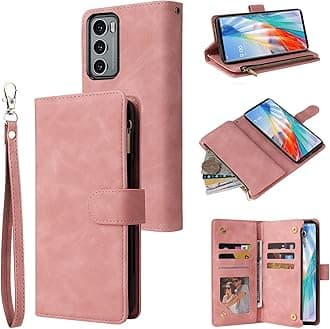 LBYZCASE Phone Case for LG Wing 5G(2020),LG Wing Wallet Case,Luxury Folio Flip Leather Cover[Zipper Pocket][Wrist Strap][Kickstand ][Magnetic Closure] for LG Wing (Rose Gold)