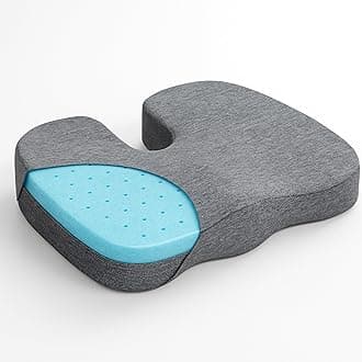 ORTHICO Gel Memory Foam Coccyx Cushion For Car & Chairs,Sitting Pillow For Tail Bone Support,Sciatica Pain Relief Seat,Office Chair Cushion For Long Sitting,Coccydynia Pillow -Discat Grey