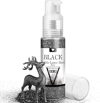 Edible Glitter Spray for Halloween - 20g Luster Dust Edible Glimmer Powder for Sparkling Cocktails, Cake, Cupcake, Beverage - Food Grade Shimmer Dust Powder for Baking, Drink, Candy Decoration (Black)