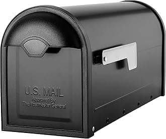 Architectural Mailboxes 8830B-10 Winston Nickel Flag Post Mount Mailbox Medium Black