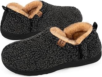 LongBayMen's Slippers Warm Bedroom House Shoes Slip-On Memory Foam Winter House Slippers for Indoor Outdoor