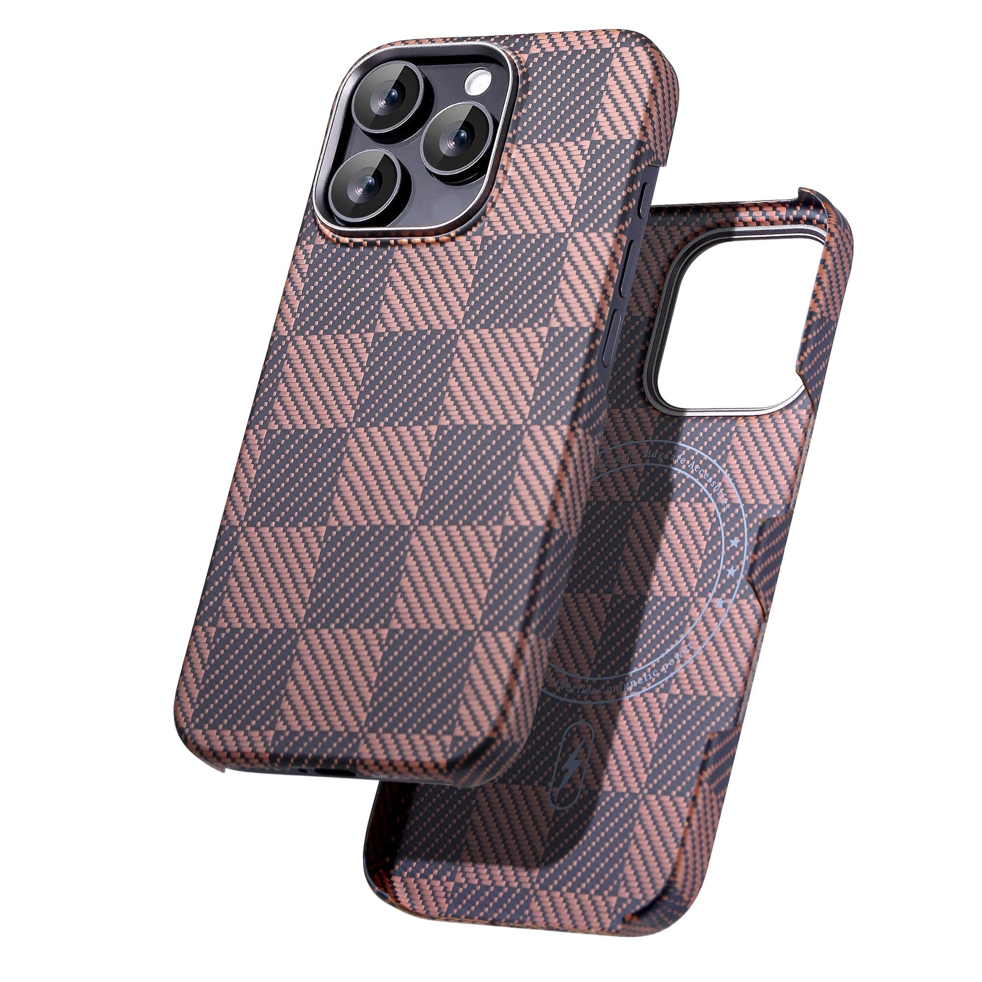 Aramid Fiber Case for iPhone 16 Pro Max, Compatible with Magnet, Slim & Light, Case-Less Touch Feeling, Checkerboard