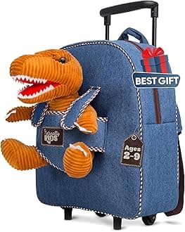 Toddler Luggage for Boys w Dinosaur Toys, Kids Rolling Backpack for Boys, Toddler Suitcase, Gifts for 3 4 5 6 Year Old