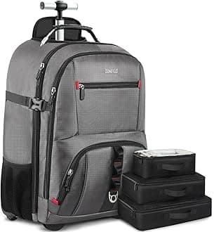 ZOMFELT Rolling Backpack, Travel Backpack with Wheels, Carry on Backpack with 3 Packing Cubes, 17.3 Inch Wheeled Laptop Backpack for Men Women Adults to Travel Work Business Grey