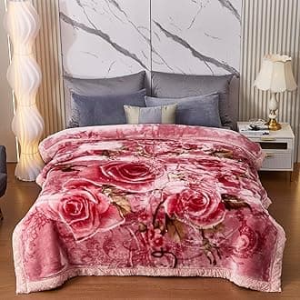 LGYKUMEG Warm Winter Fleece Plush Throw Blanket 55 × 75 inches, Silky Soft and Warm, 2 Ply Reversible Raschel Pink Rose Throw,150×200cm2kg.