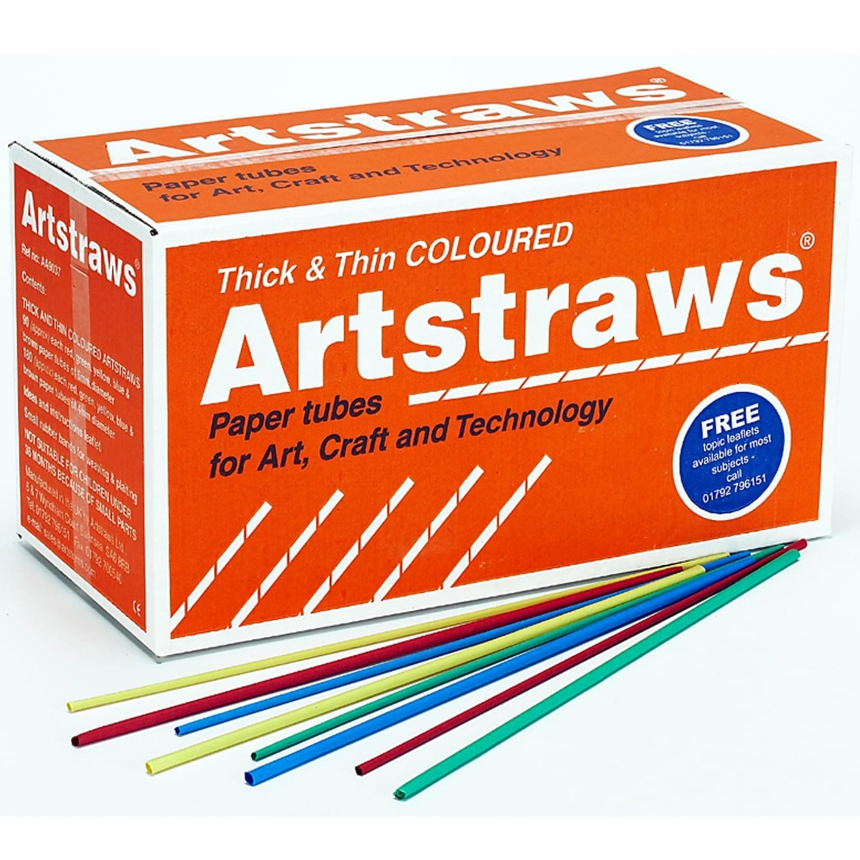 ArtstrawsSchool Pack (Thin/Thick Assorted Colours) - Arts and Crafts Kit - Craft Kit - 6 - 12 years - 900 x 4mm & 450 x 6mm diameter 40cm long coloured straws