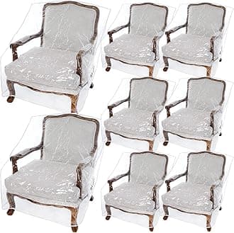 Woanger 8 Packs Plastic Patio Chair Cover Outdoor Furniture Waterproof Dust Proof Dining Couch Armchair Cover 34 x 28 x 32 PVC Heavy Duty Sofa Slipcover for Moving Storage Away from Pet Paws Claws