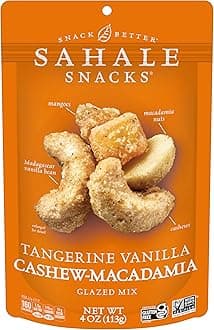 Sahale Snacks Tangerine Vanilla Cashew-Macadamia Glazed Mix, 4 oz Pouches (6 Packs) - Dry-Roasted Deluxe Mixed Nuts with Mangoes & Madagascar Vanilla - Non-GMO, Kosher, & Certified Gluten-Free Snacks
