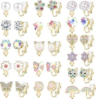 NEWITIN 16 Pairs Clip On Earrings for Women Cute Earring Charming Fashion Dangle Drop Earring Non Piercing Clip on Dangle Earrings for Women