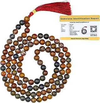 Pietersite Crystal Japa Mala Saadi - 108 Beads Buddhist Prayer Beads - AAA Grade Original Healing Gemstone Agate Mala for Yoga Meditation Spiritual Reiki Feng Shui