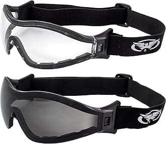 Global Vision Z-33 Foam Padded Anti-Fog Motorcycle ATV Riding Paintball Safety Skydiving Goggles (Clear and Smoke)