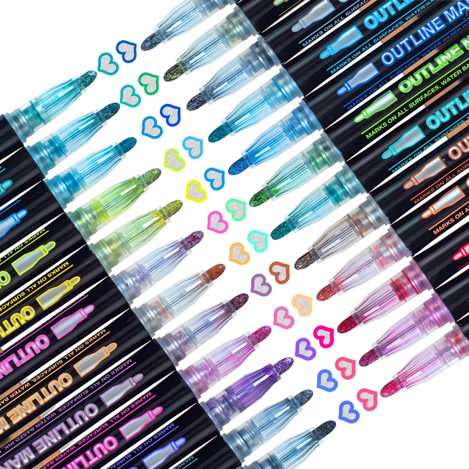 Muchcute Glitter Shimmer Outline Markers