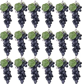 VEOAY 15 Bunches Fake Grapes Rubber Grape Bundles Fake Fruits for Home House Kitchen Party Wedding Photography Decor - Black