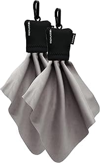 Classic Microfiber Lens Cleaner – Clip-On Pouch, Washable – for Binoculars, Scopes, Glasses, Screens | Black, 6 x 6 Inch (2-Pack)