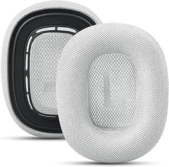Premium Replacement Ear Cushions for Apple AirPods Max Headphone, Protein Leather Memory Foam Earpads (Leather-White)