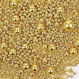 Gold Sprinkles, Edible Gold Pearl Sprinkles for Cake Decorating, 130g/4.6oz Candy Baking Decorations, Ice Cream Toppings and Cookie Decorating, Wedding Party Supplies