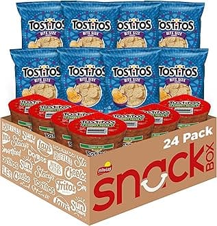 Tostitos Bitesize Rounds Chips and Salsa Dip Cups Variety Pack, (Pack of 24), Vegetarian, Blue