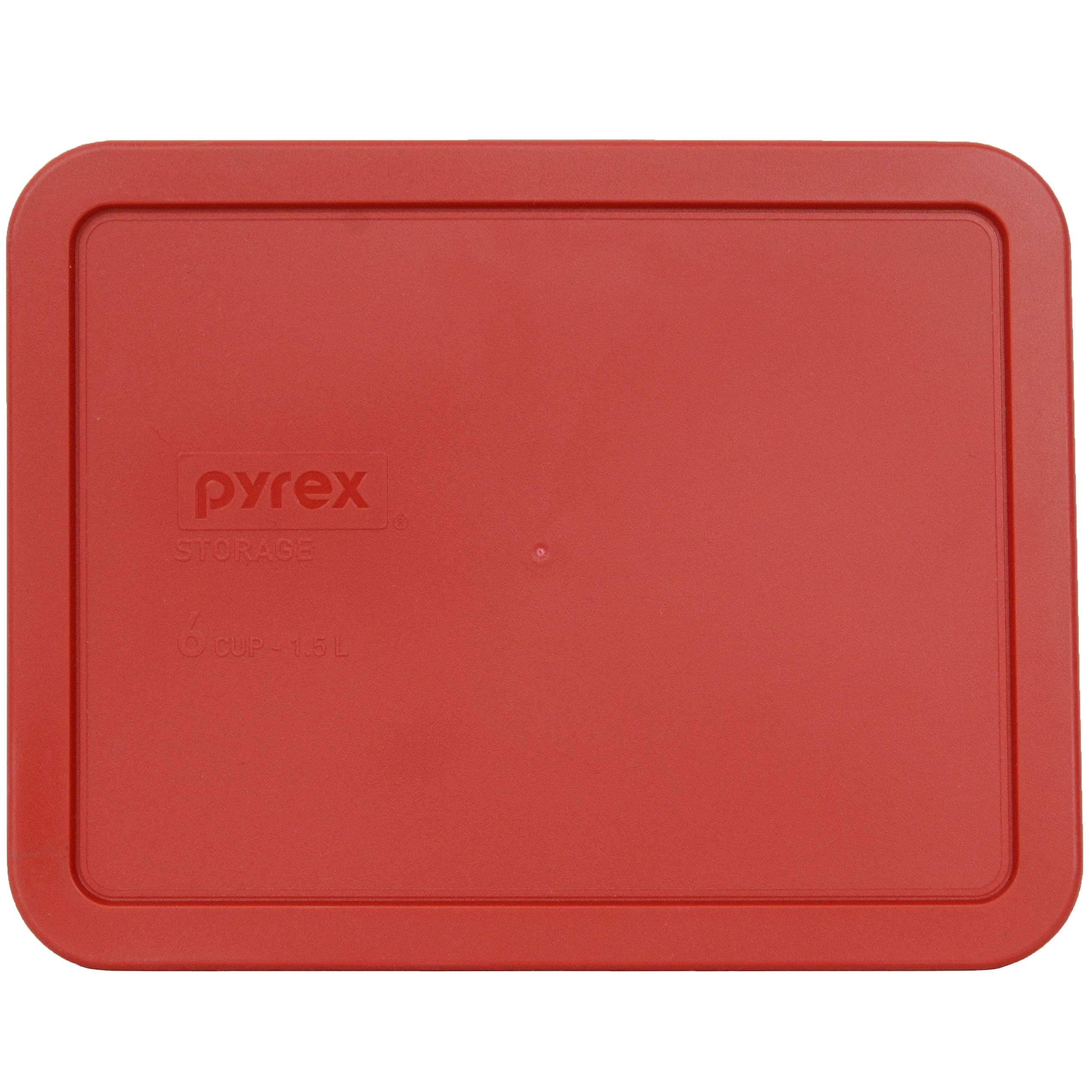 Pyrex 7211-PC 6-Cup Poppy Red Rectangle Plastic Food Storage Lid - Made in USA