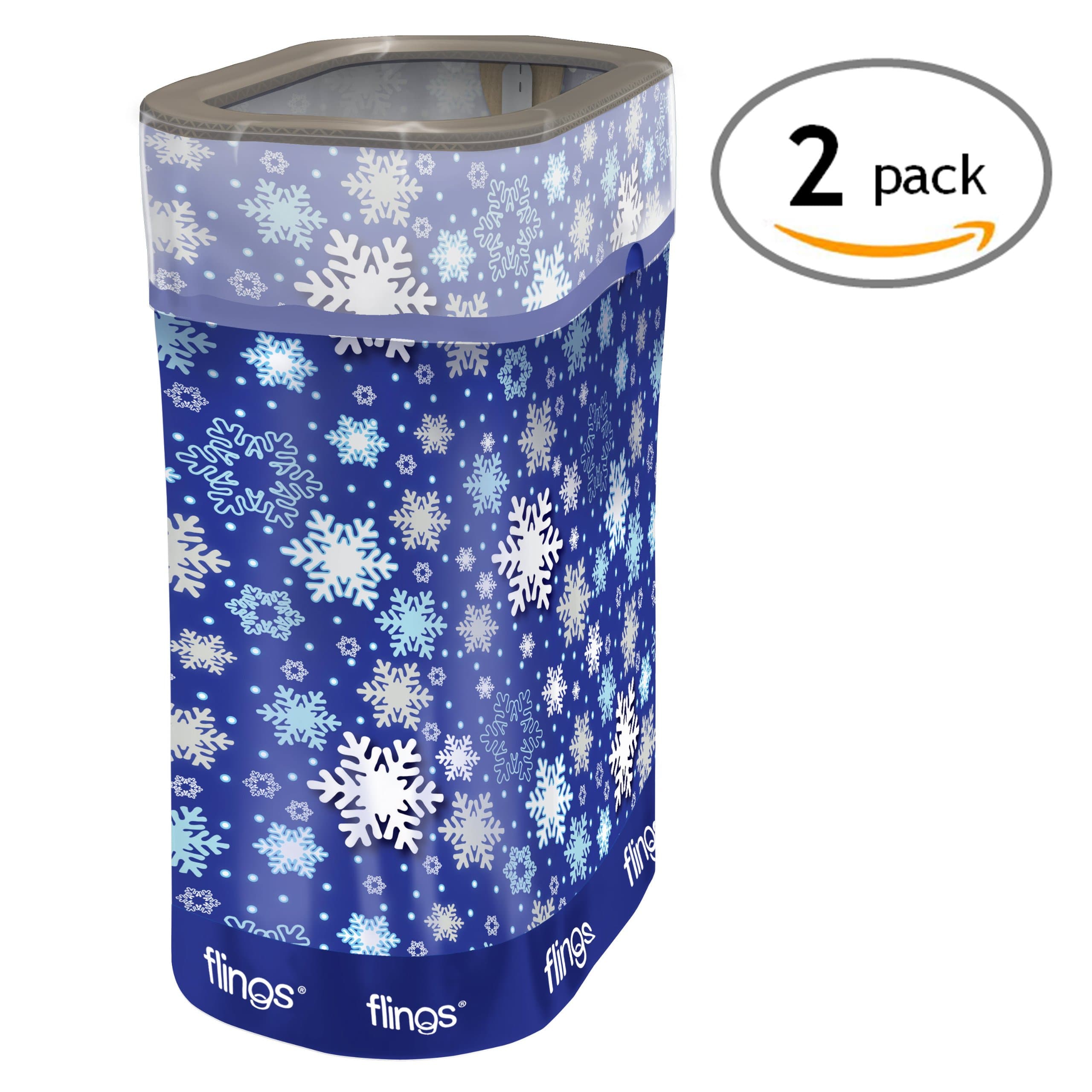 Flings Bins POP UP Holiday Snowflake - 2-Pack