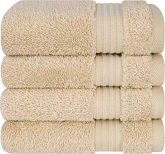Cotton Paradise 100% Cotton Turkish Washcloth Set for Bathroom, 4 Piece Soft Absorbent Small Towels Wash Rags, Beige