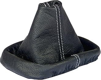 L & P Car Design Shift Boot Cover Genuine Leather Compatible with VW Golf MK4 4 IV for Bora MK4 for Jetta MK4 1997-2006 Manual Transmission Black Gray Stitch