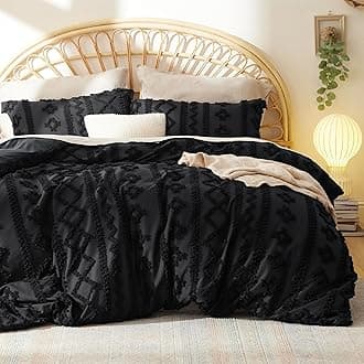 Boho Duvet Cover Queen Size, Soft & Comfortable Elegant Design Boho Bedding for Decoration, Machine Washable Comforter Cover for All Seasons,Includes 1 Duvet Cover & 2 Pillow Shams,Black