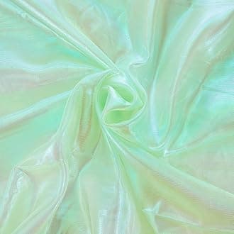 Ganeen 11 Yard Iridescent Fabric Organza Fabric Sheer 59 Inches Wide Rainbow Laser Gradient Lace Holographic Gauze for DIY Dress Curtain Costume Background Wedding Halloween Party Decor (Light Green)